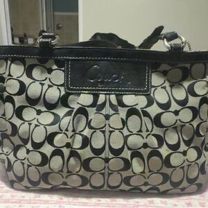 Coach Black and Tan Signature Tote limited edition 17 year old vintage purse